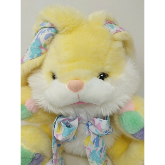 Hoppy Hopster Bunny Rabbit Plush‎ Easter Pastel Caltoy Bow Colorful Yellow VTG - Picture 4 of 11